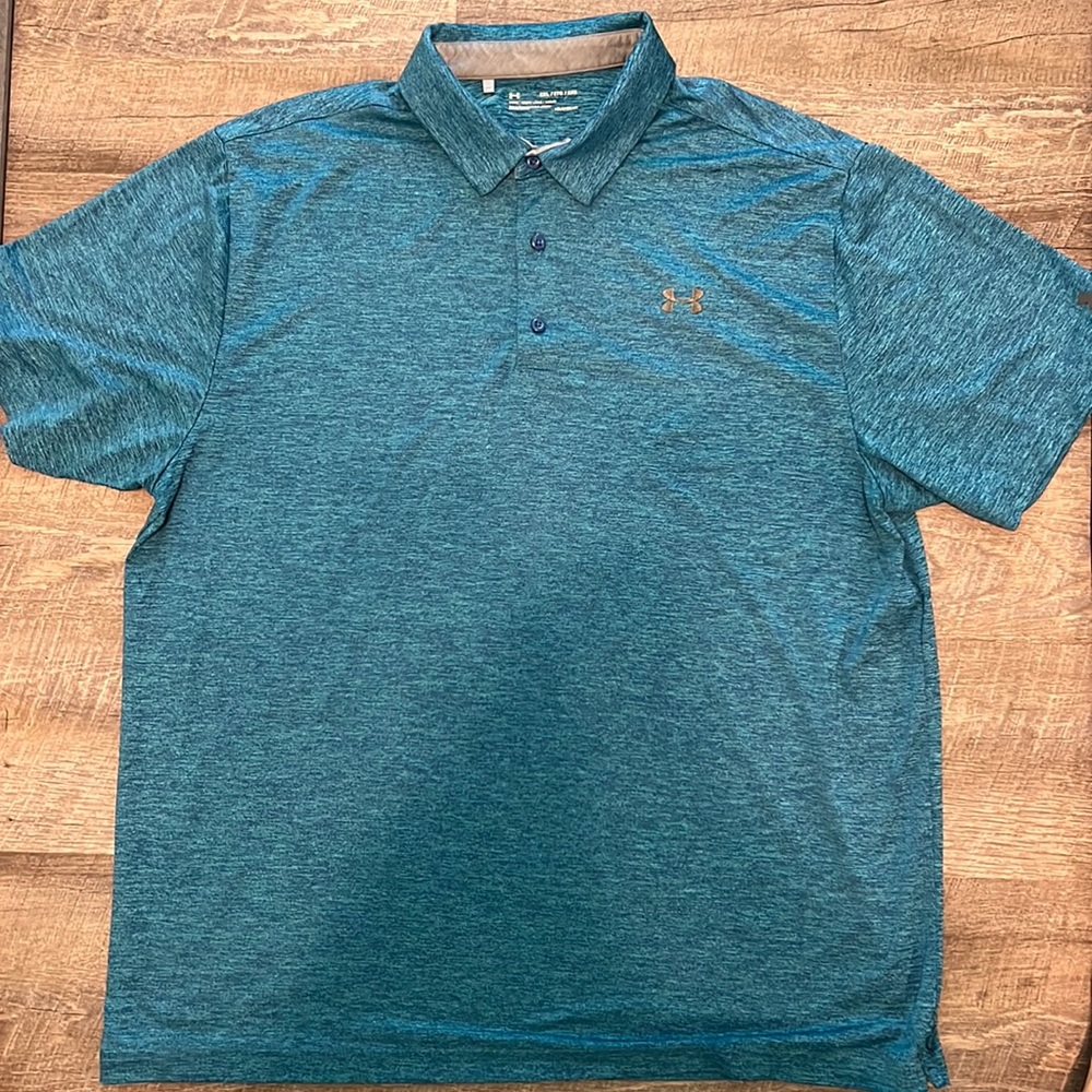 Under Armor golf shirt for men size 2XL in blue/green